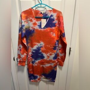 Vibrant V-Neck Tie-Dye Dress